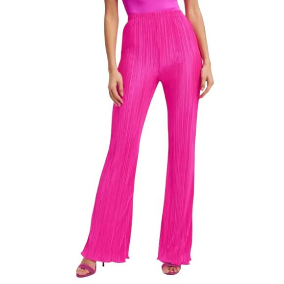 NWOT Good American Always Fits High Waist Plissé Fuchsia Pink Pants Sz 3 /4 - Picture 1 of 9